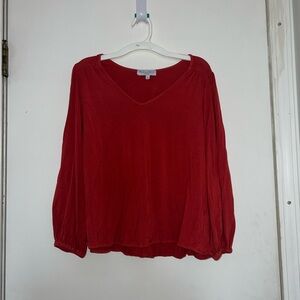 Michael Stars Red Relaxed Pleated Blouse